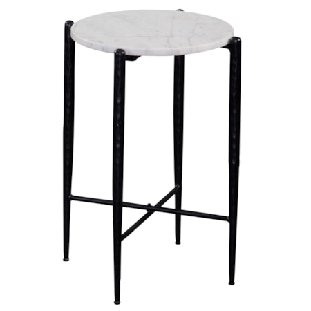 16" Round White Marble-Top Spot Table