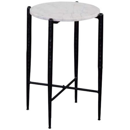 16" Round White Marble-Top Spot Table