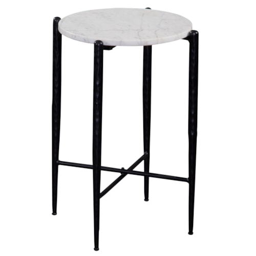 Contemporary 16" Round White Marble-Top Spot Table