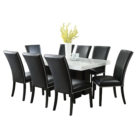 9-Piece Rectangle Dining Table w/Black Chair