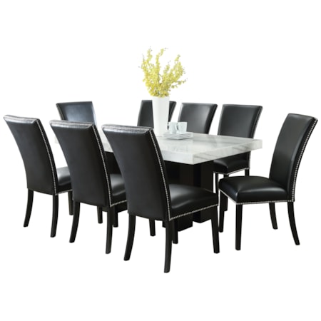 9-Piece Rectangle Dining Table w/Black Chair