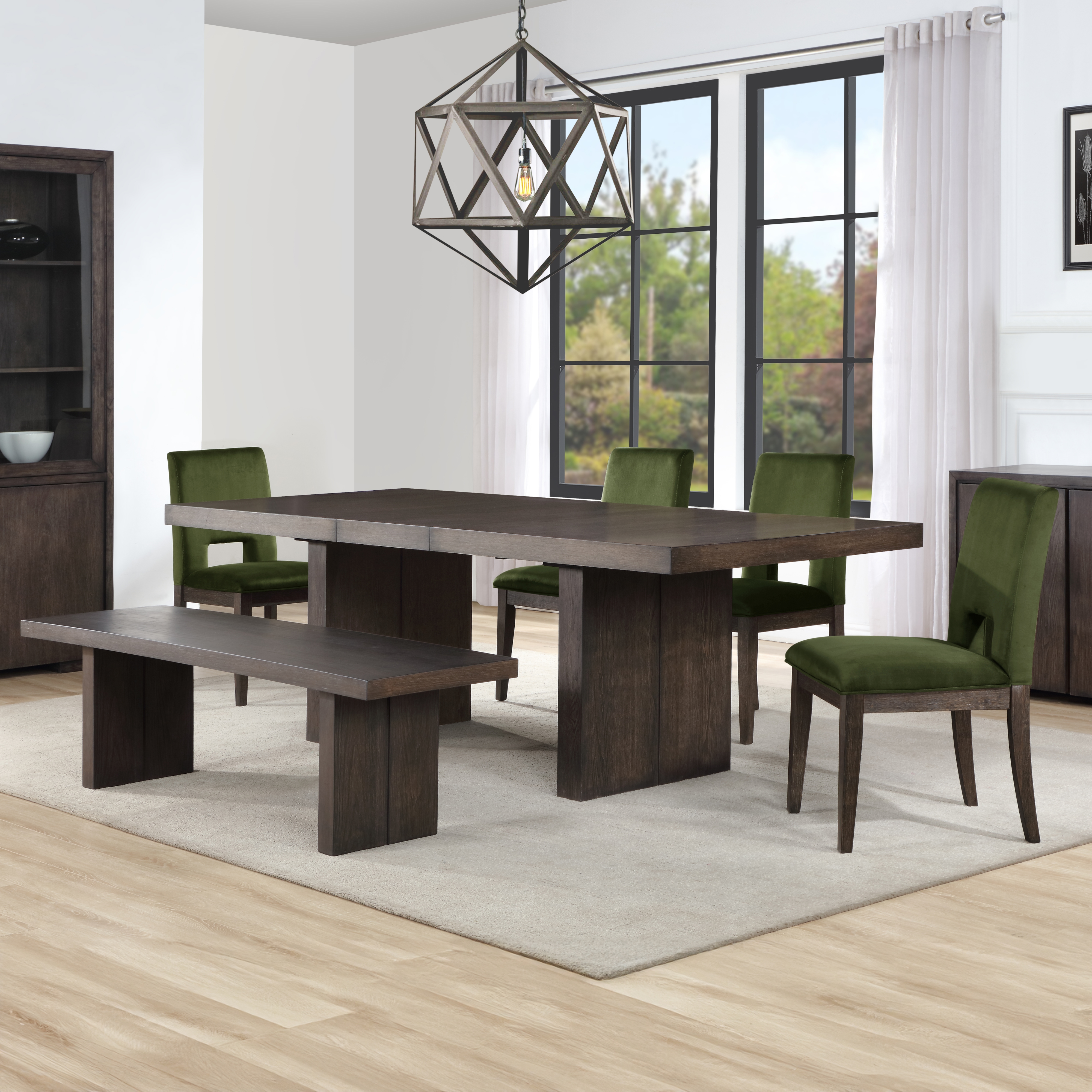 Evan 6-Piece Table Set W Green Chairs Be