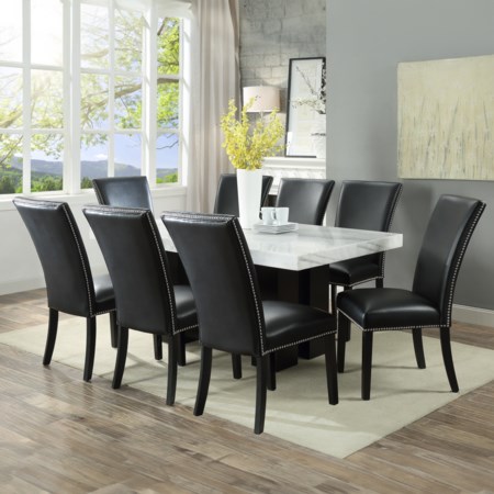 9-Piece Rectangle Dining Table w/Black Chair