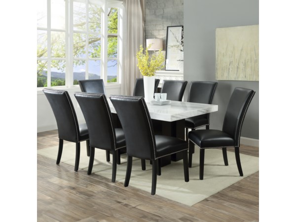 9-Piece Rectangle Dining Table w/Black Chair