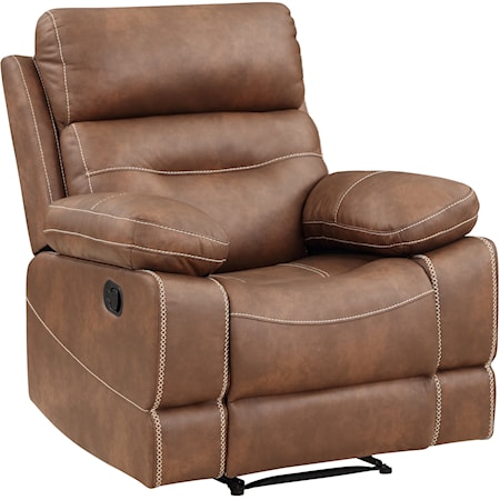 Rudger Transitional Manual Recliner Chair - Brown