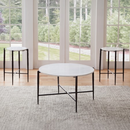 3-pc. White Marble-Top Occasional Set