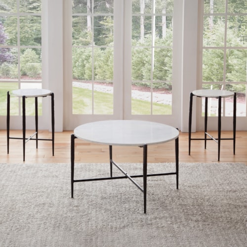 Contemporary 3-pc. White Marble-Top Occasional Set