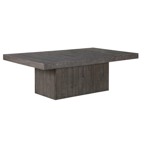 Modern Rustic 55" Rectangular Pedestal Coffee Table w/Distressed Design