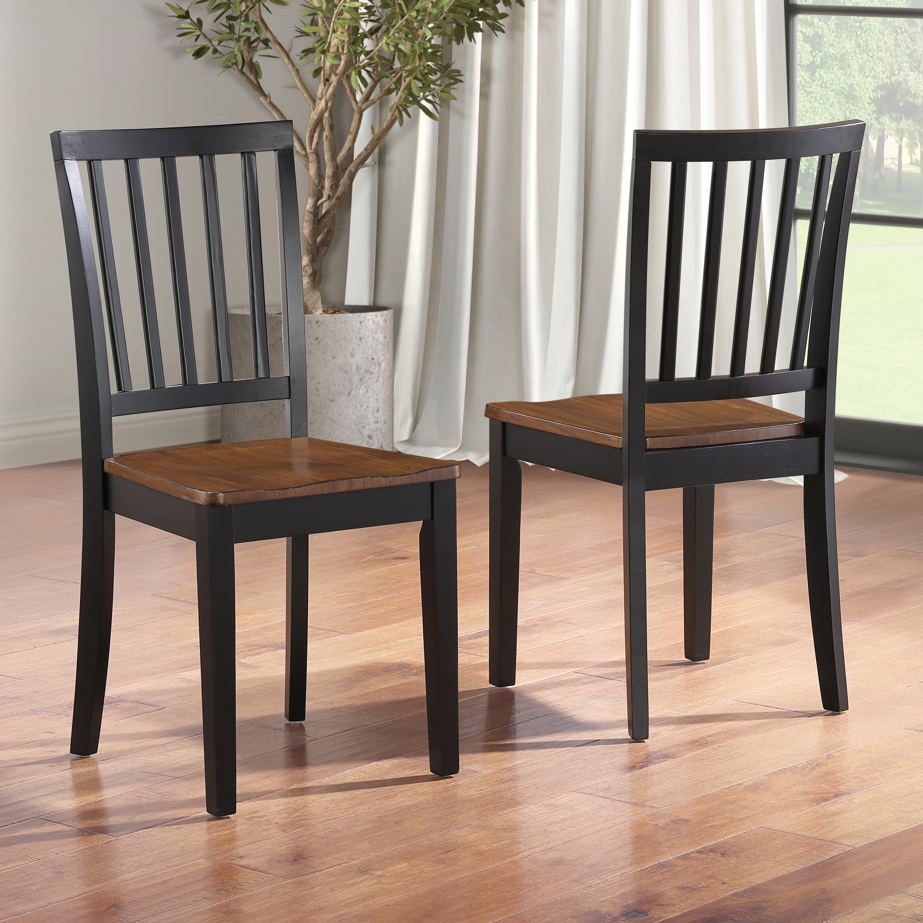 7-pc. Two-Tone Dining Set w/Slat-Back Chairs
