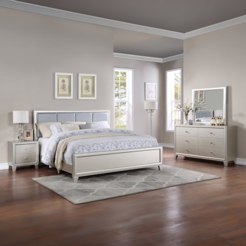 Contemporary 5-Piece Queen Bedroom Set with Champagne Finish