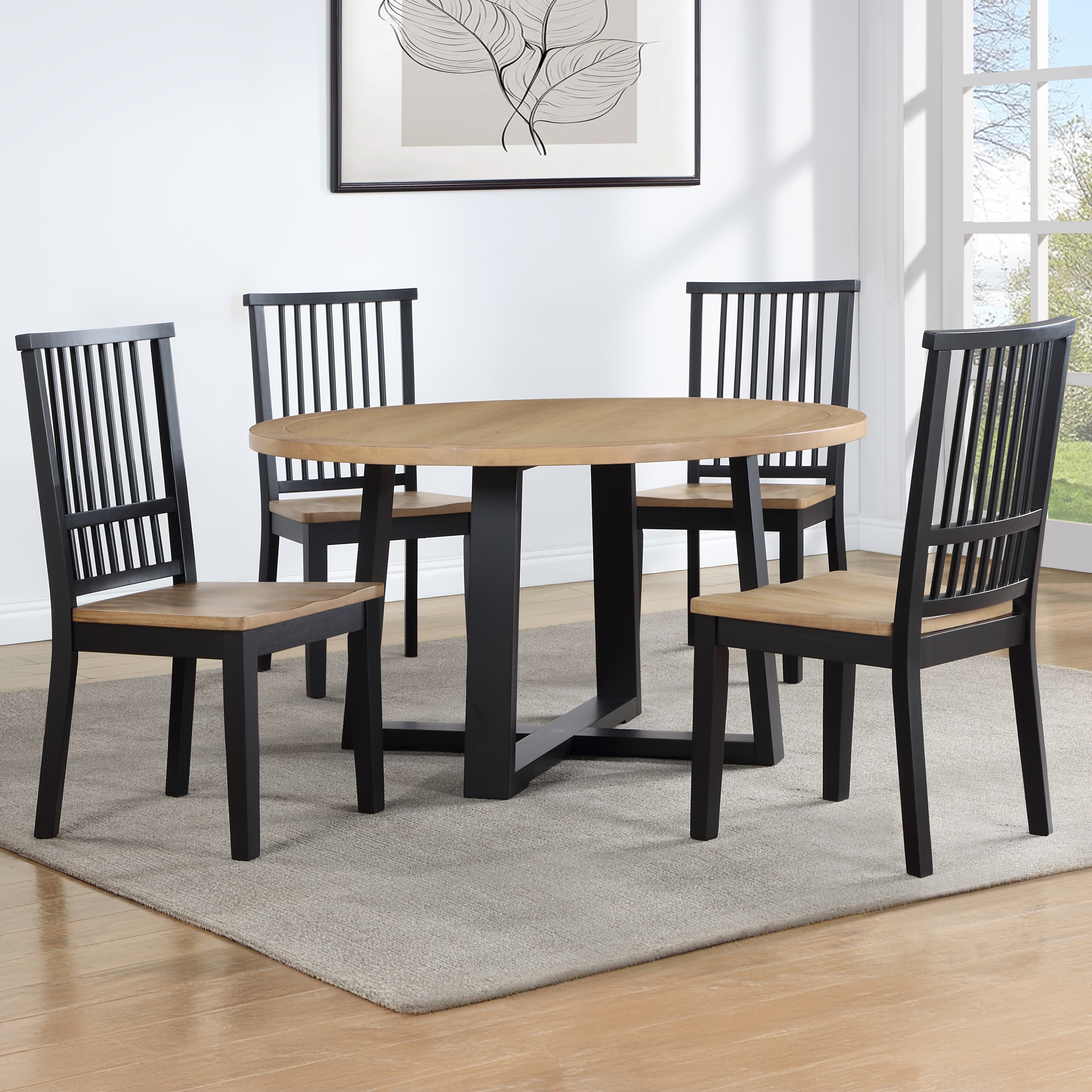 Steve Silver Magnolia 54" Round Two-Tone Dining Table w/Sled Base