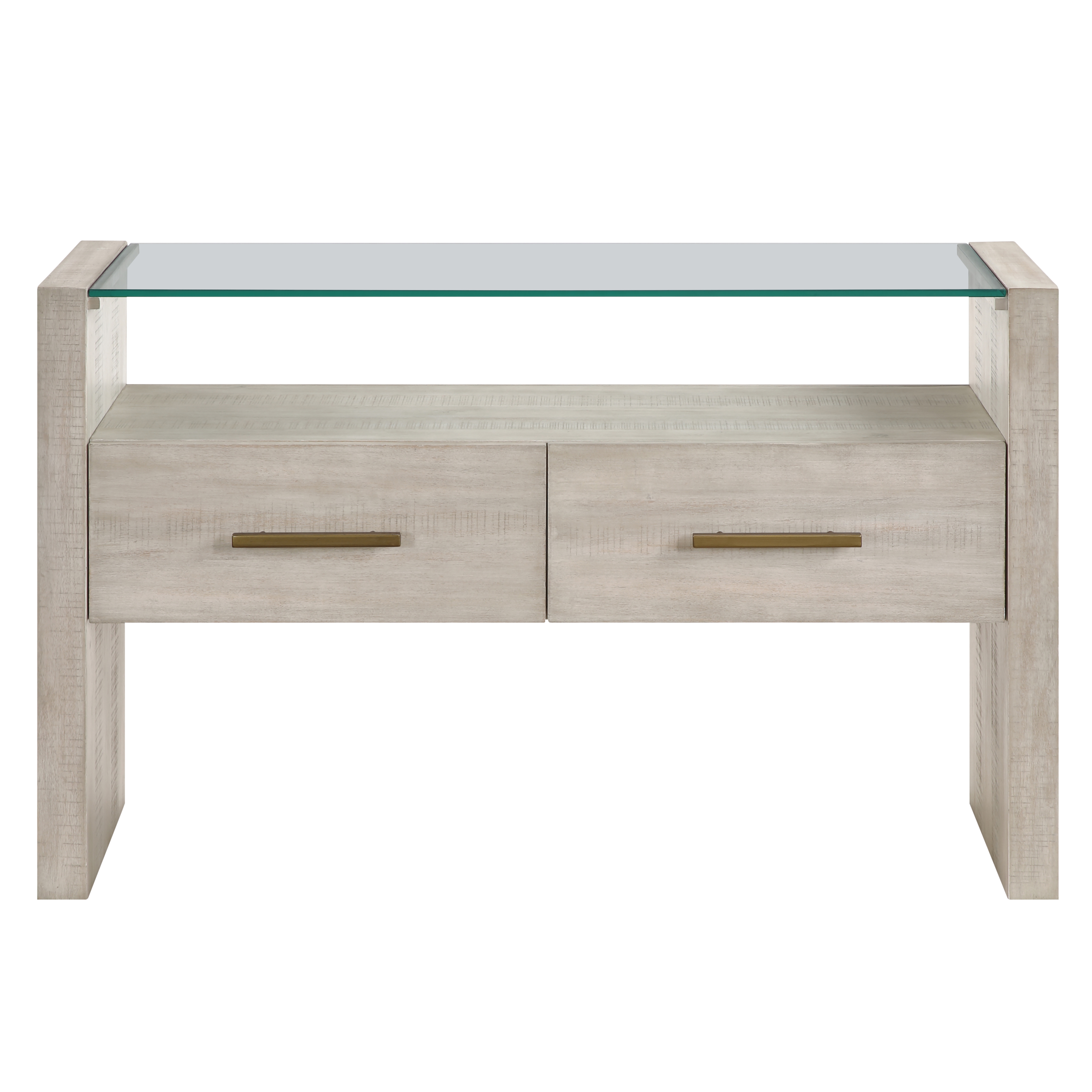 Modern Rustic Glass-Top Sofa Table