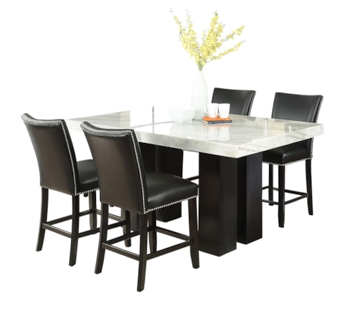 Contemporary 5-Piece Rectangle Counter Height Set w/ Black Chairs