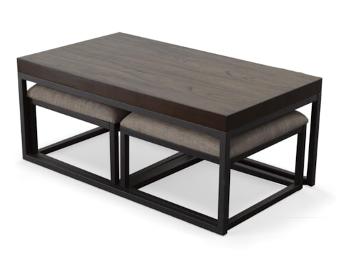 Contemporary Rectangle Cocktail Table with Nesting Stools