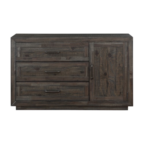 Farmhouse Rustic 3-Drawer Server - Black