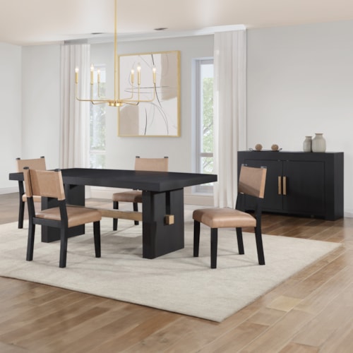 Casual 5-Piece Dining Set with Open-Back Side Chairs