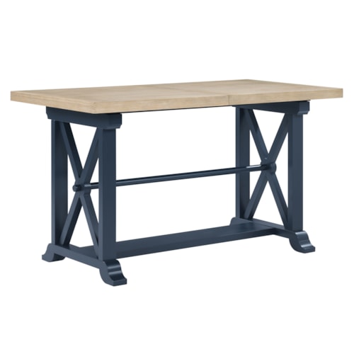 Farmhouse 64" - 82" Extension Counter Table w/Trestle Base