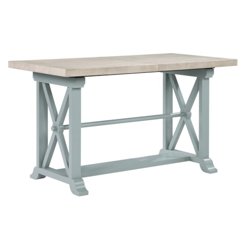 Farmhouse 64" - 82" Extension Counter Table w/Trestle Base