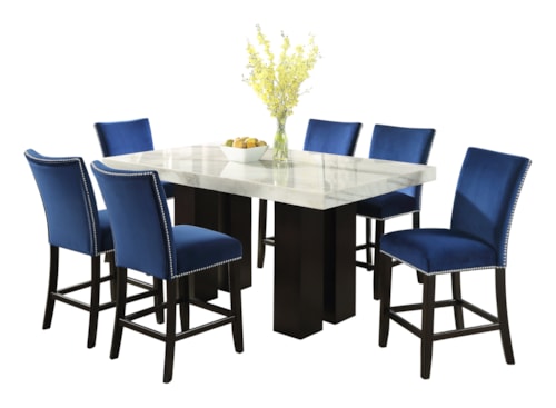 7-Piece Contemporary Glam Counter Height Dining Set