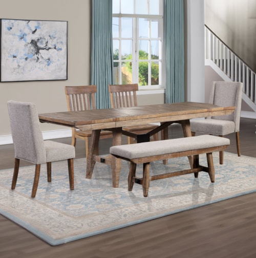 Rustic 6-Piece Dining Set with Bench