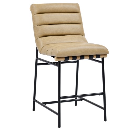 Casual Vegan Leather Counter Chair w/Channeling