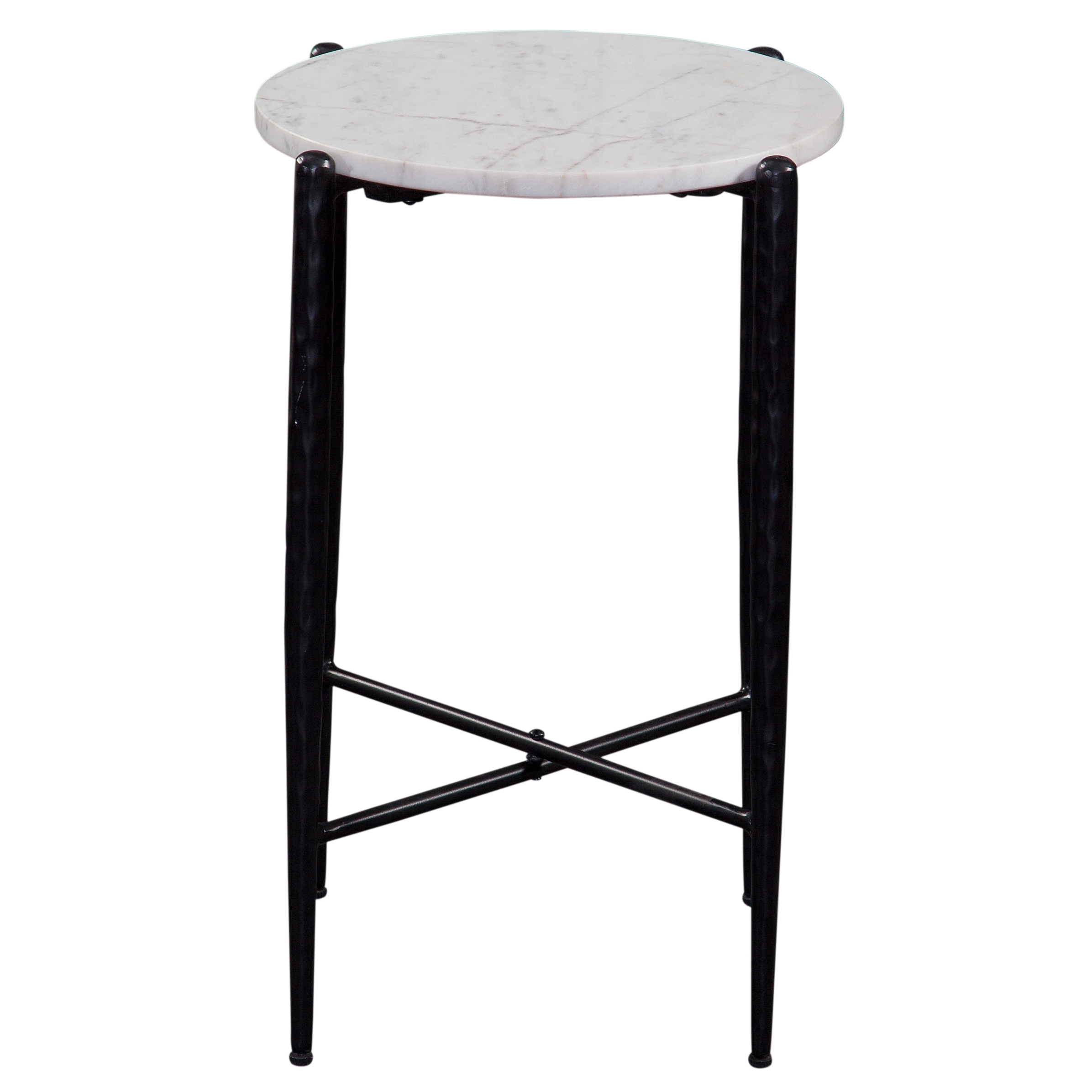 Steve Silver Loxie 16" Round White Marble-Top Spot Table