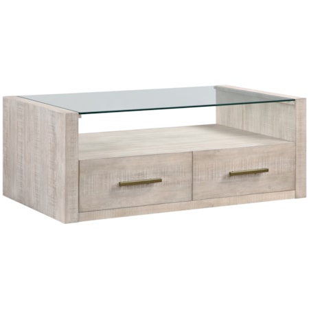 Glass-Top Coffee Table w/Casters