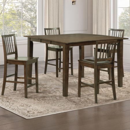 5-pc. Counter Set w/Slat-Back Stools