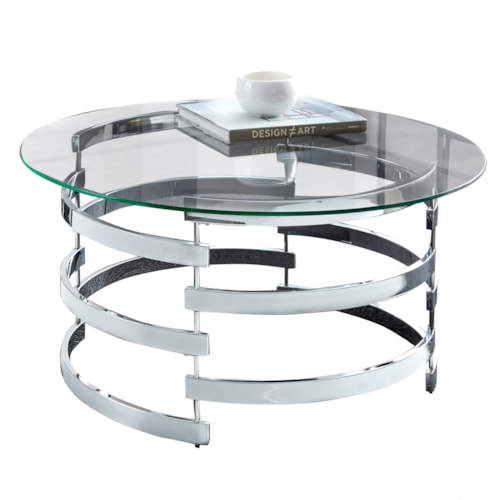 Contemporary Round Coffee Table with Glass Top