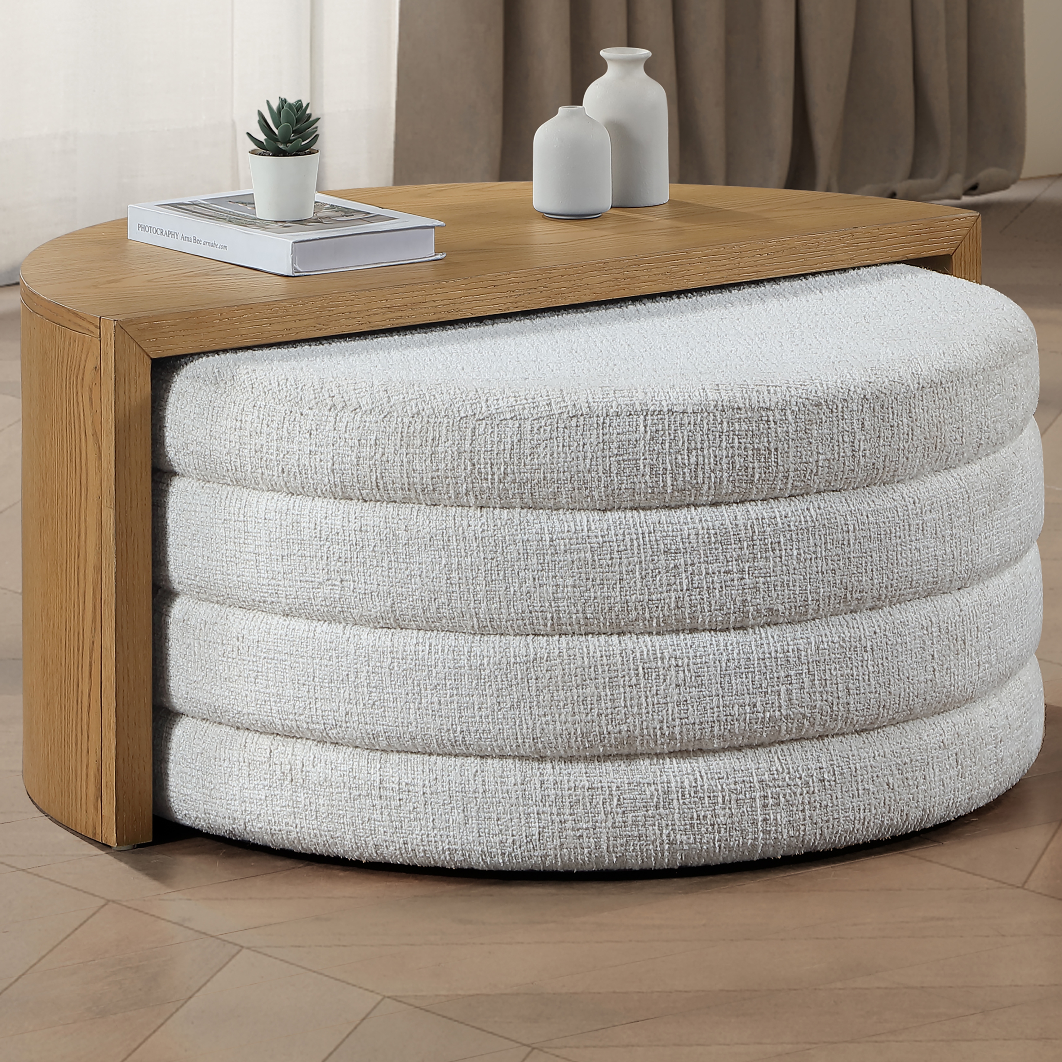 Steve Silver Florence Nesting Demilune Cocktail Table w/Ottoman