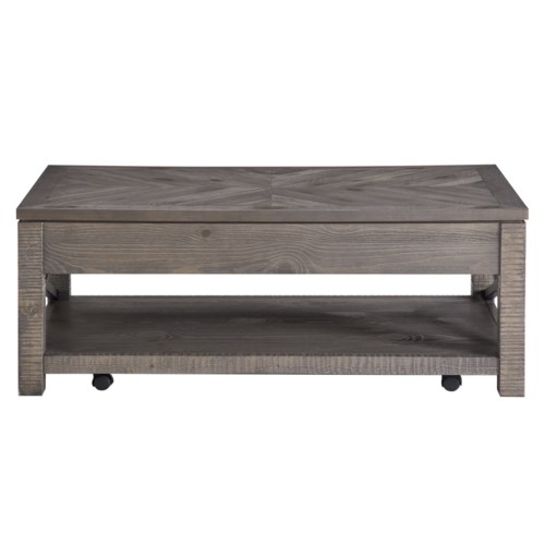 Rustic Lift-Top Cocktail Table with Casters