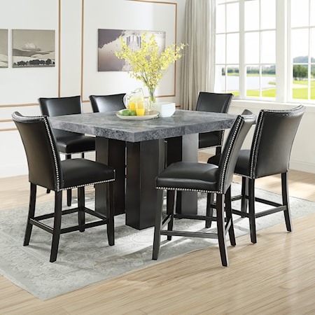 7-Piece Counter Ht Dining Set W/Black Chair