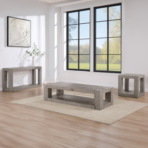 Contemporary 3-Piece Occasional Set with Distressed Finish