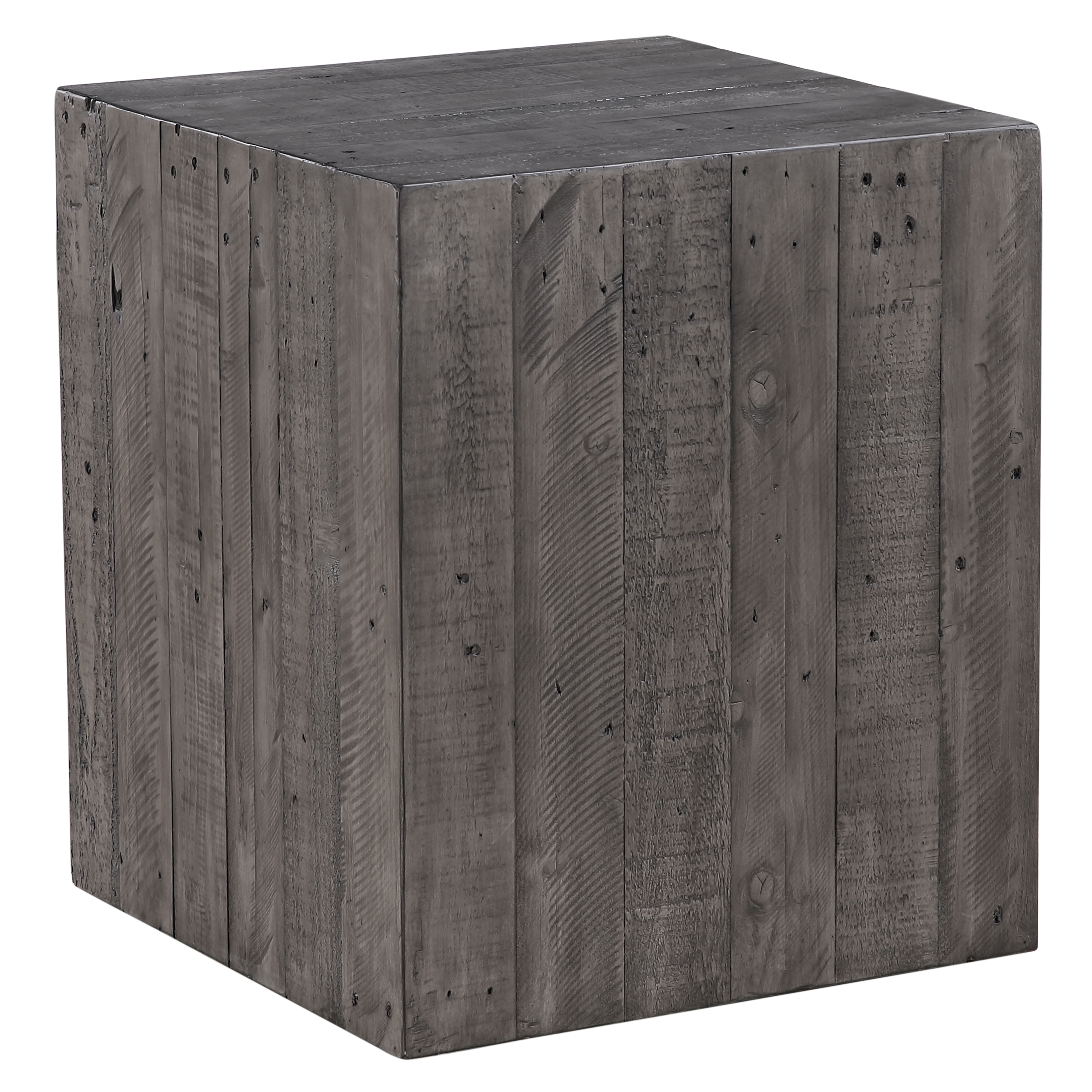 19" Cube End Table w/Distressed Design