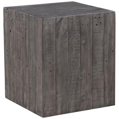 19" Cube End Table w/Distressed Design