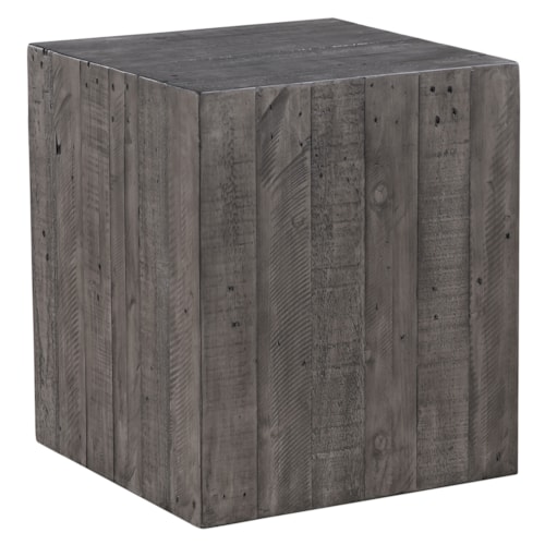 Modern Rustic 19" Cube End Table w/Distressed Design