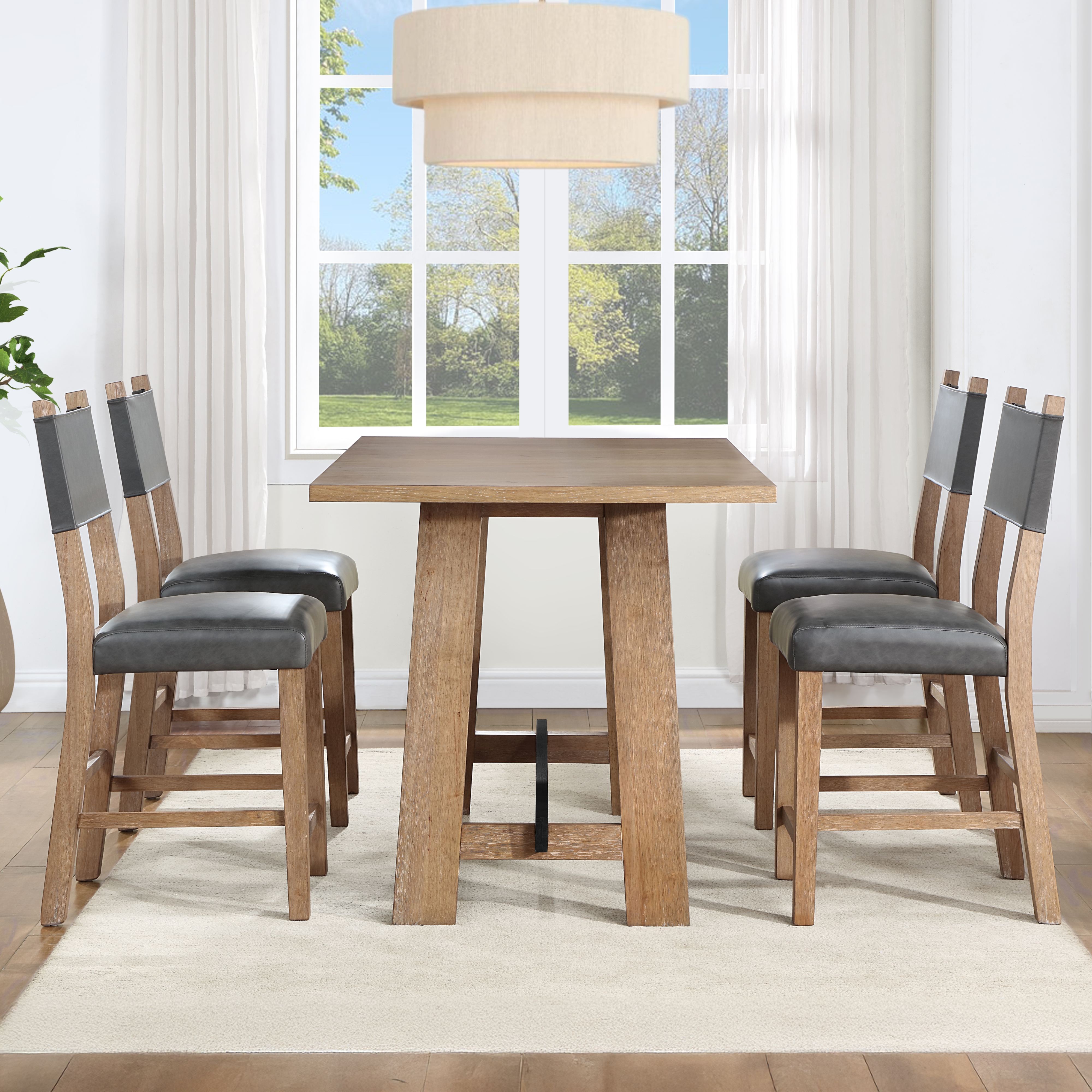 5-pc. Counter-Height Table Set w/Uph. Chairs
