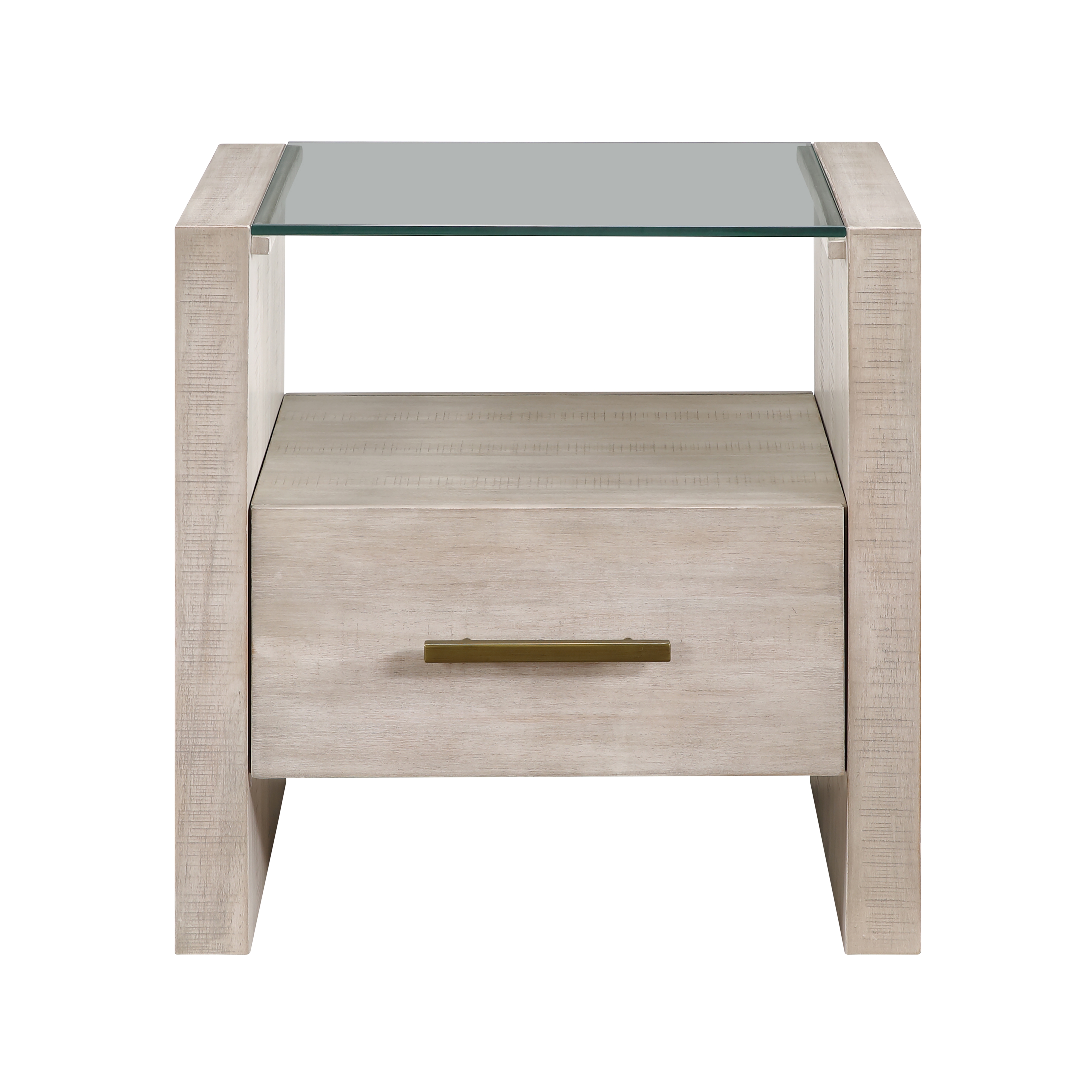 Sq. Glass-Top End Table w/Drawer
