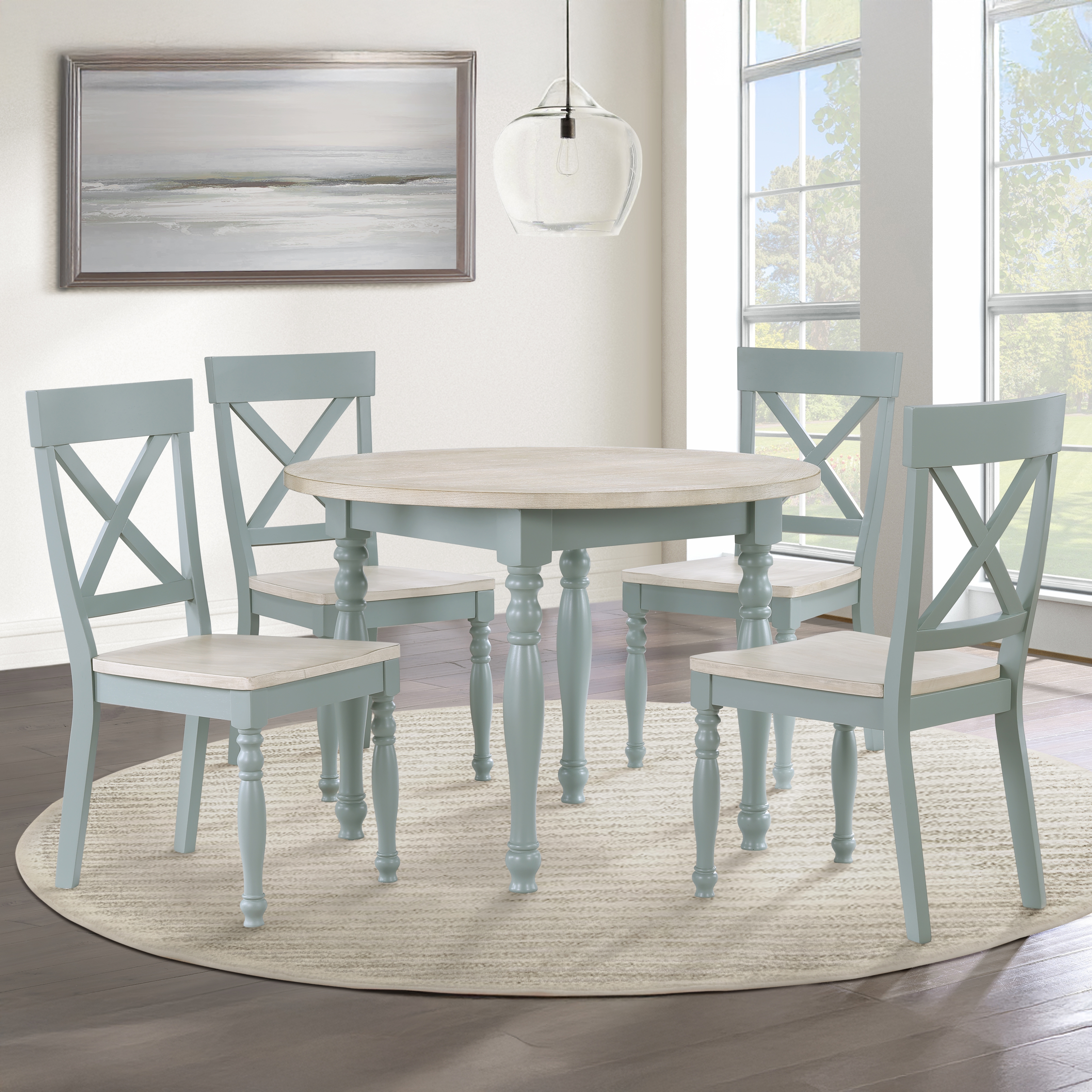 5-pc. Dining Set w/X-Back Side Chairs