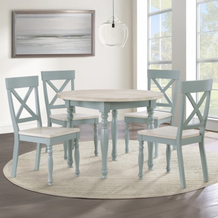 5-pc. Dining Set w/X-Back Side Chairs