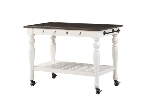 Farmhouse Two Tone Kitchen Cart with Casters