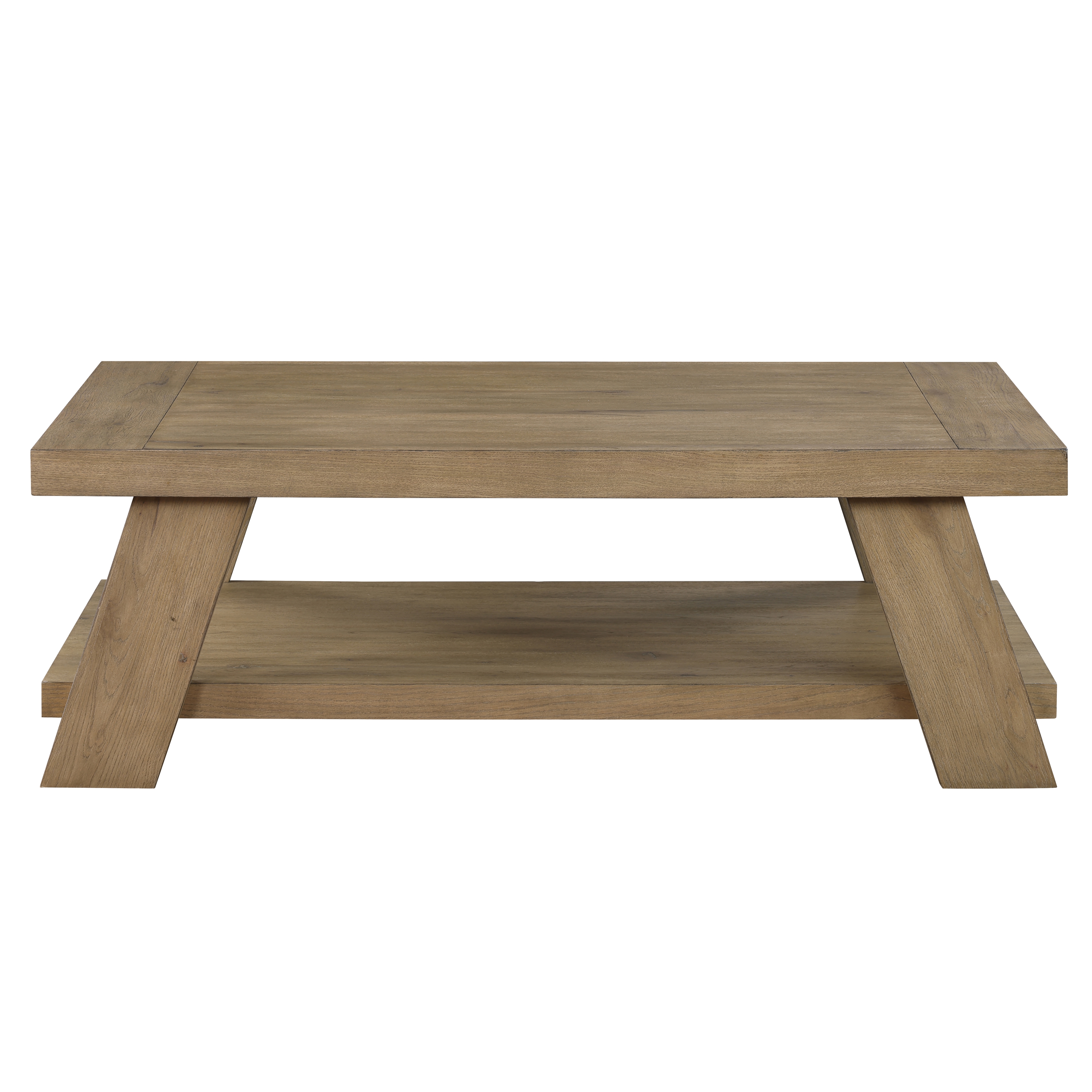 55" Solid Wood Coffee Table w/Lower Shelf