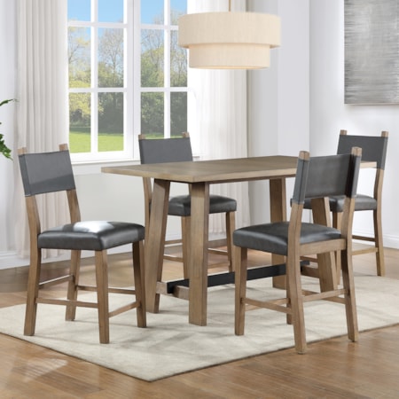 5-pc. Counter-Height Table Set w/Uph. Chairs
