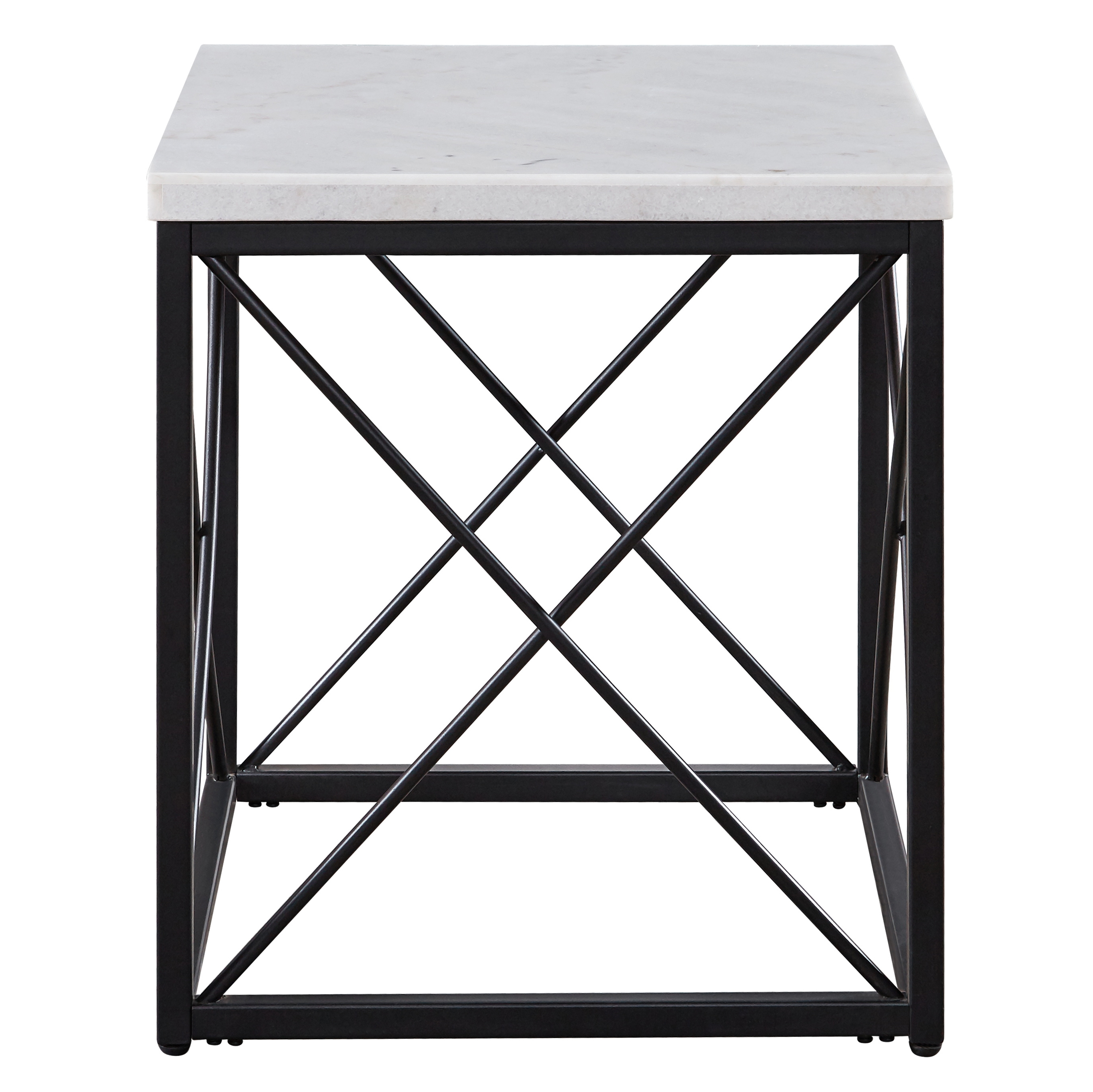 White Marble Top Square End Table