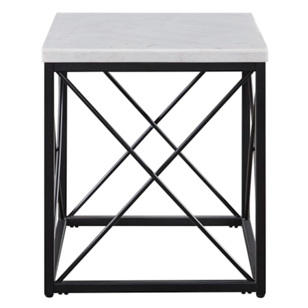 White Marble Top Square End Table