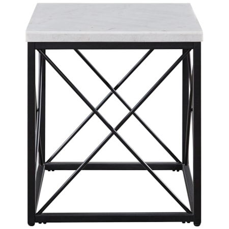 White Marble Top Square End Table