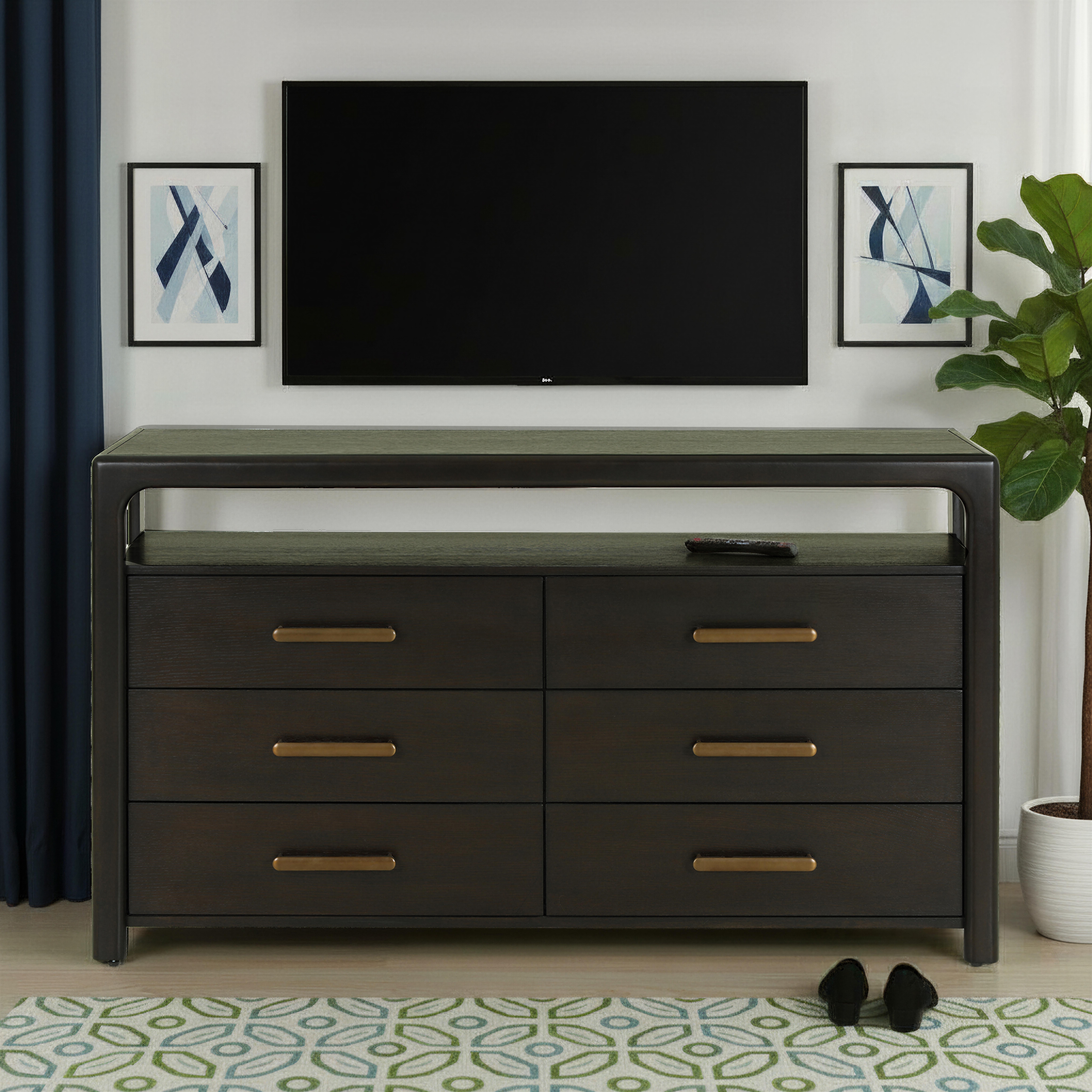 Steve Silver Sigmund 6-Drawer Dresser w/Open Shelf