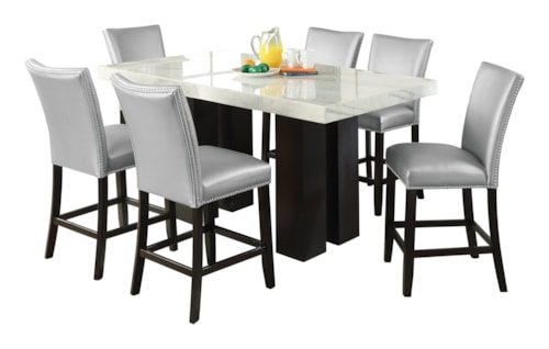 7-Piece Contemporary Glam Rectangular Dining Set