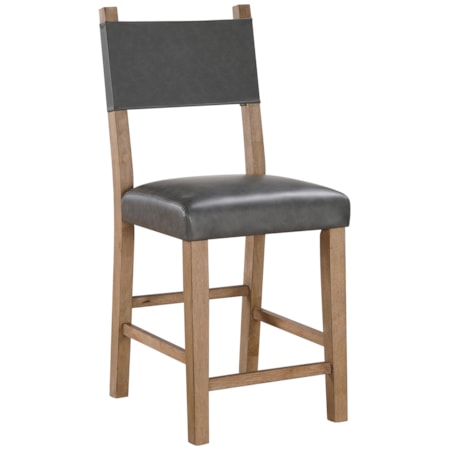 Faux-Leather Open-Back Counter Chair
