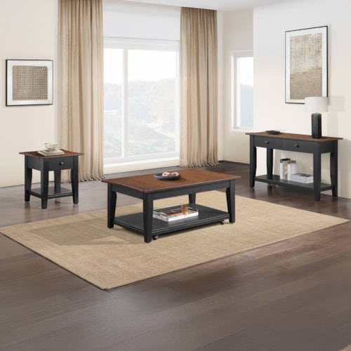 Transitional 3-pc. Occasional Set with Sofa Table